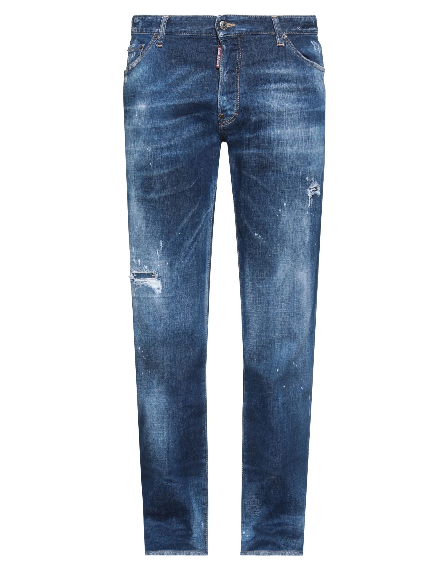Shop Dsquared2 Man Jeans Blue Size 32 Cotton, Elastane, Bovine Leather