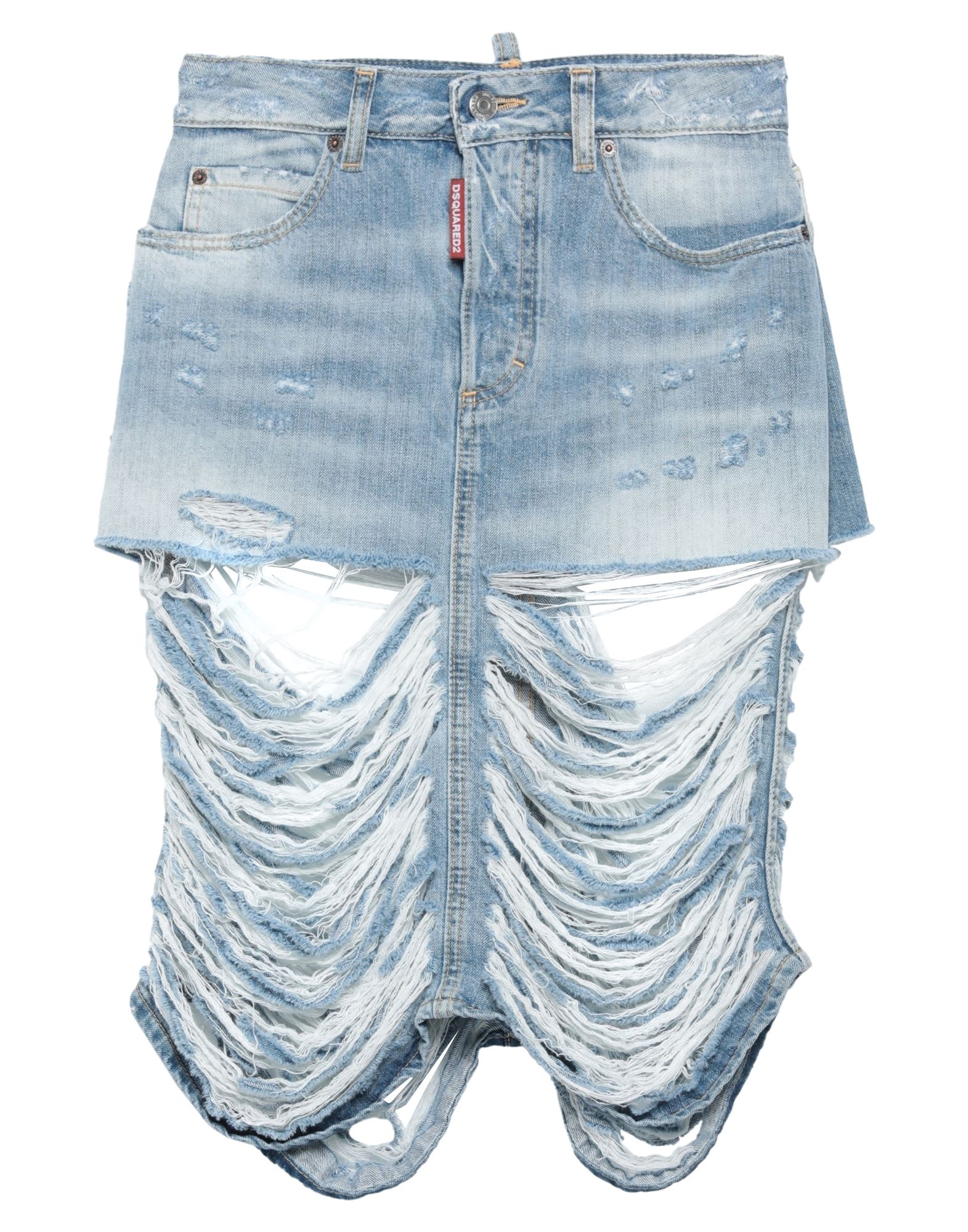 Dsquared2 Woman Midi Skirt Blue Size 2 Cotton In Blue
