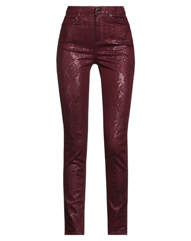 Guess Woman Pants Garnet Size 25w-29l Cotton, Polyester, Elastane In Red