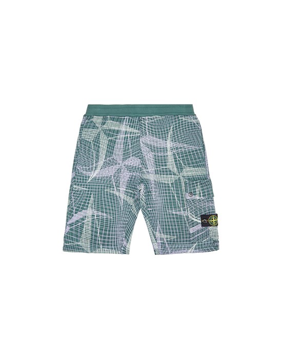 STONE ISLAND JUNIOR 61720 CAMOUFLAGE PRINT Fleece Trousers Man Bottle Green