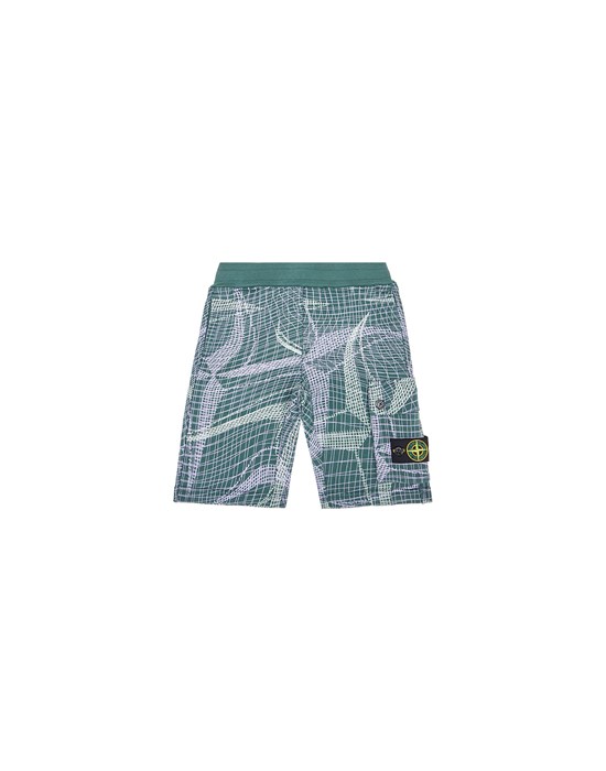 STONE ISLAND JUNIOR 61720 CAMOUFLAGE PRINT Fleece Trousers Man Bottle Green