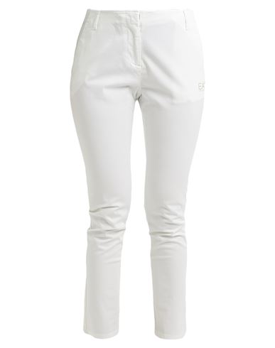 Ea7 Woman Pants White Size M Cotton, Elastane