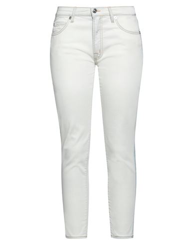 People (+)  Woman Jeans Ivory Size 26 Cotton, Elastomultiester, Elastane In White