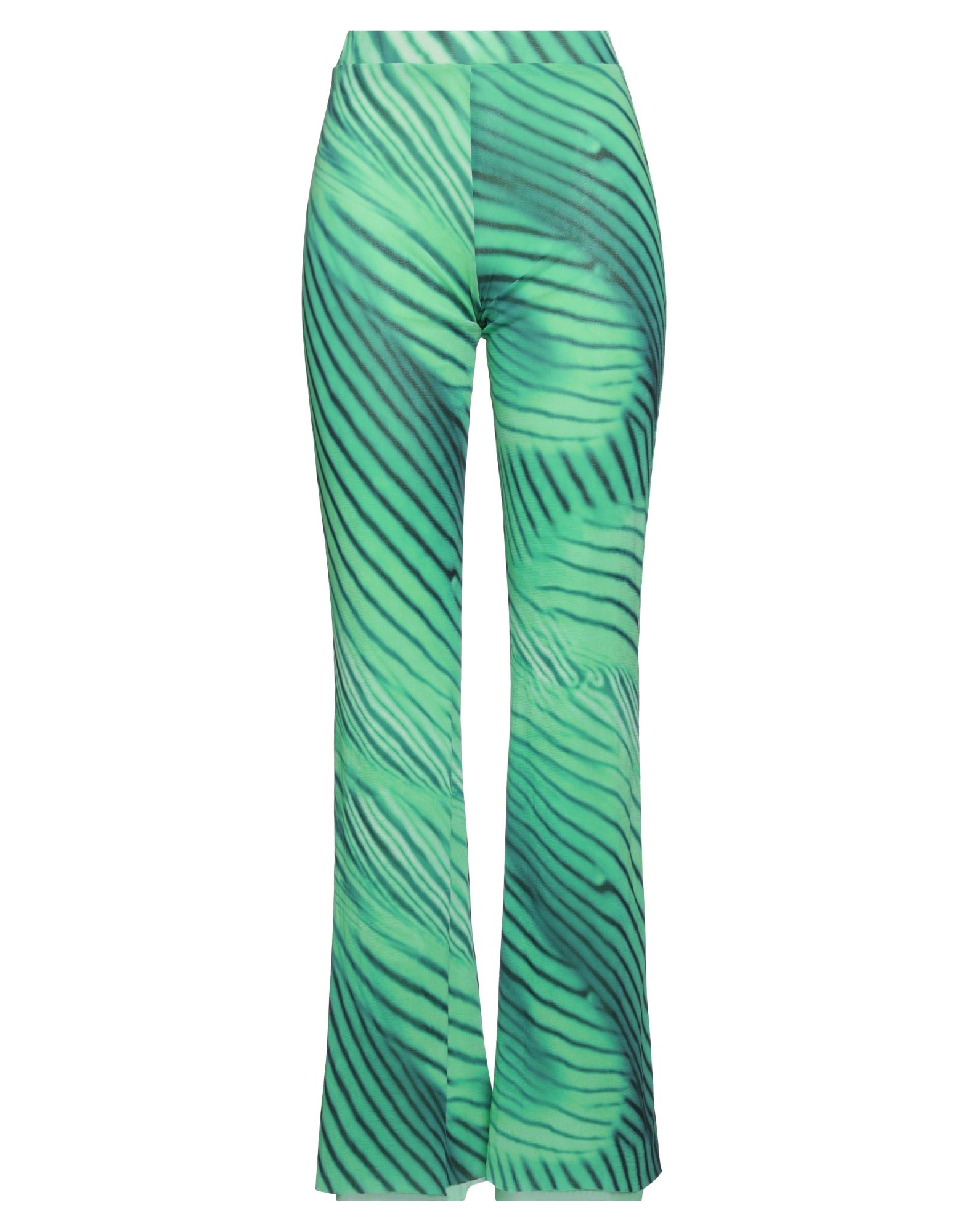 The Andamane Shiny Jersey Gaia Flare Pants In Green