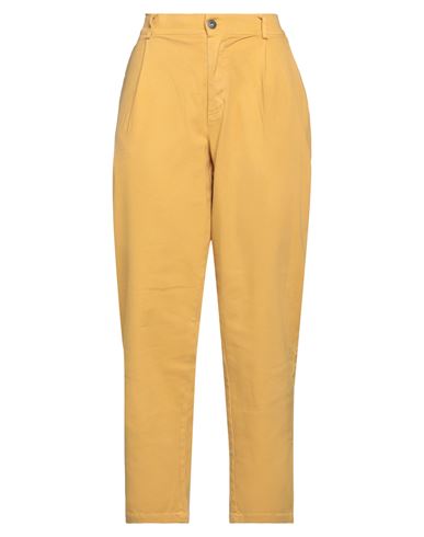 No.w No. W Woman Pants Yellow Size S Cotton, Elastic Fibres