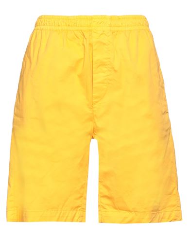 Cruna Man Shorts & Bermuda Shorts Yellow Size 32 Cotton, Elastane