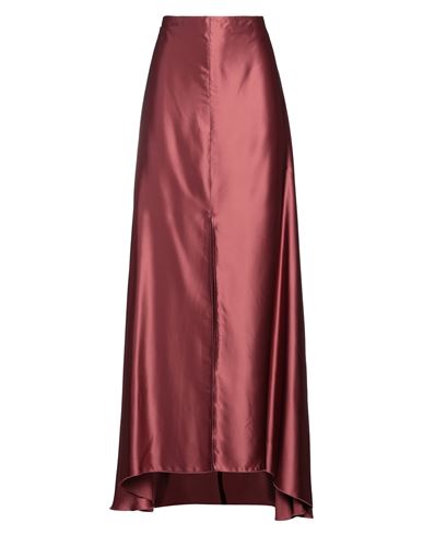 Erika Cavallini Woman Maxi Skirt Brick Red Size 12 Viscose In Multi