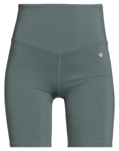 ANINE BING ANINE BING WOMAN SHORTS & BERMUDA SHORTS SAGE GREEN SIZE L POLYAMIDE, ELASTANE 
