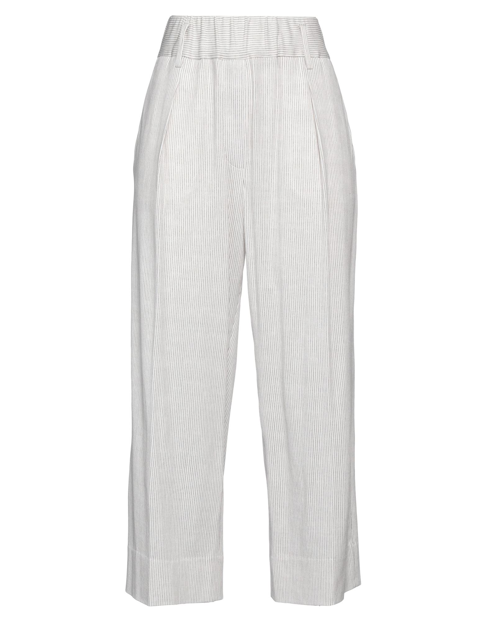 Shop Circolo 1901 Woman Cropped Pants White Size 6 Cotton, Elastane