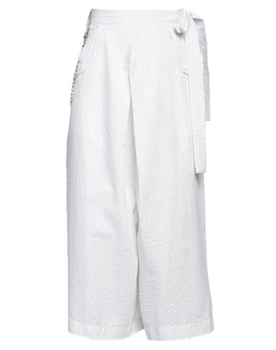 High Woman Cropped Pants White Size 10 Cotton, Nylon, Elastane