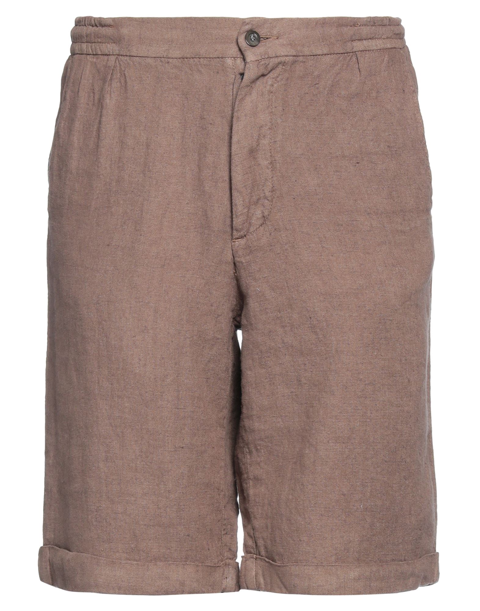 Alpha Studio Man Shorts & Bermuda Shorts Brown Size 40 Linen
