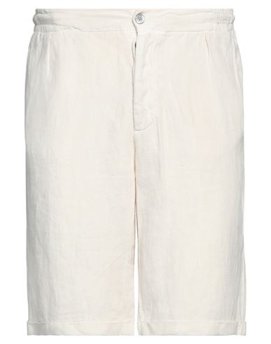 Shop Alpha Studio Man Shorts & Bermuda Shorts Ivory Size 36 Linen In White
