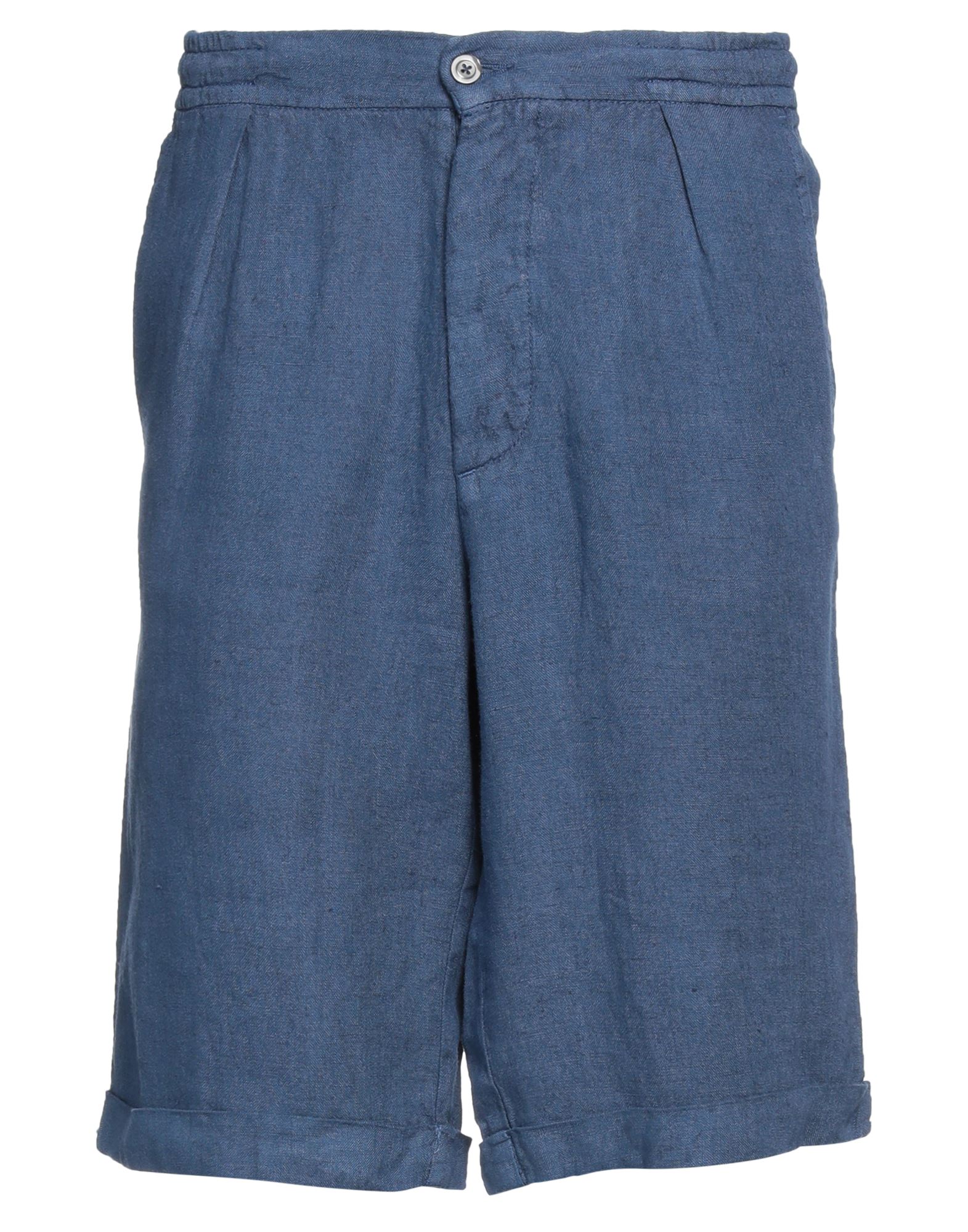 Alpha Studio Man Shorts & Bermuda Shorts Slate Blue Size 34 Linen