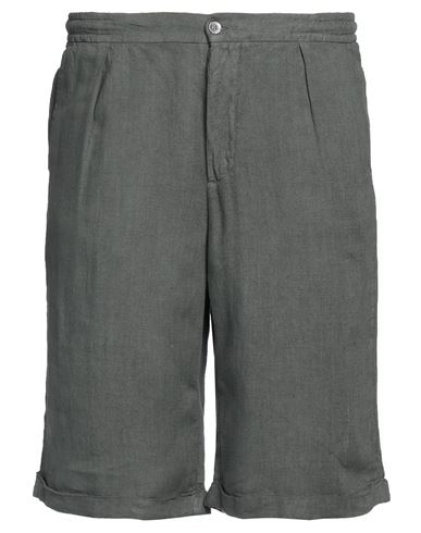 Shop Alpha Studio Man Shorts & Bermuda Shorts Military Green Size 38 Linen