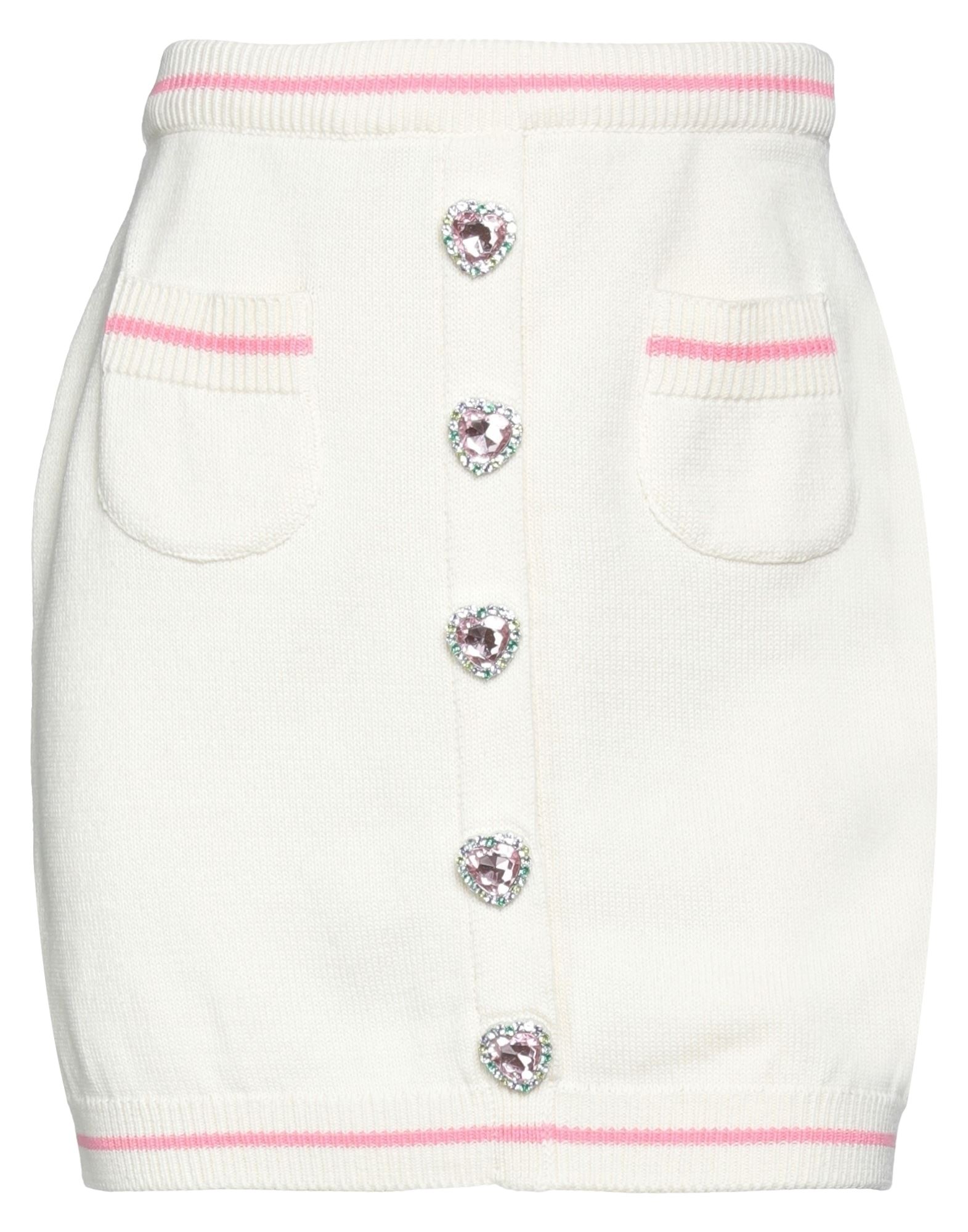 Chiara Ferragni Mini Skirt In Cotton With Ribbed Inserts In Ivory
