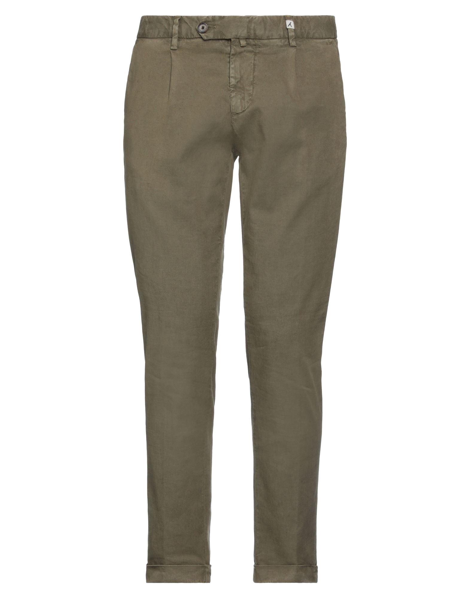 Shop Myths Man Pants Military Green Size 36 Linen, Cotton, Elastane