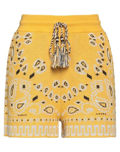 Shop Alanui Woman Shorts & Bermuda Shorts Yellow Size M Cotton, Polyamide