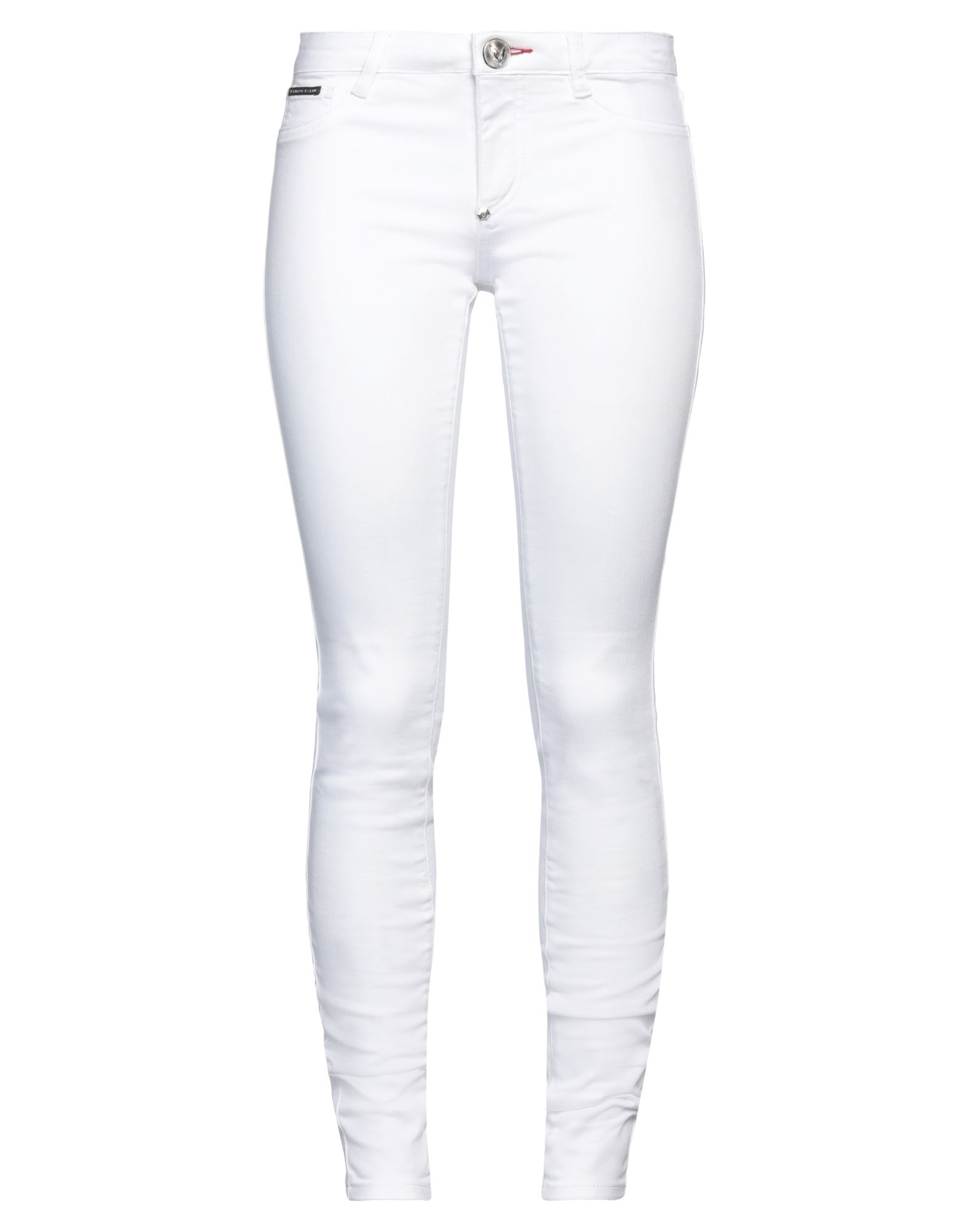 Shop Philipp Plein Woman Jeans White Size 28 Cotton, Elastomultiester, Elastane