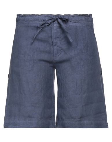120% Lino Woman Shorts & Bermuda Shorts Navy Blue Size 6 Linen