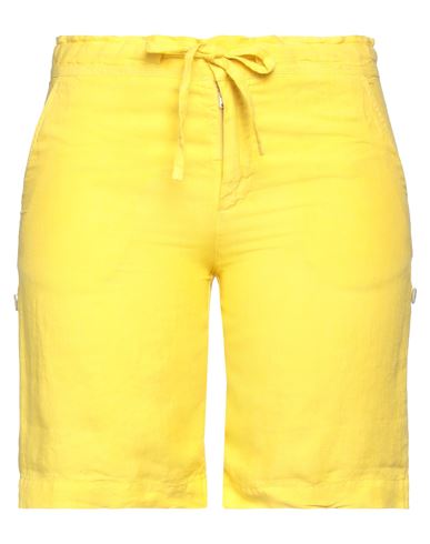120% Lino Woman Shorts & Bermuda Shorts Yellow Size 8 Linen