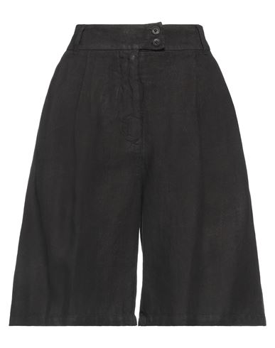 120% Lino Woman Shorts & Bermuda Shorts Black Size 10 Linen