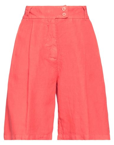 120% Lino Woman Shorts & Bermuda Shorts Tomato Red Size 4 Linen