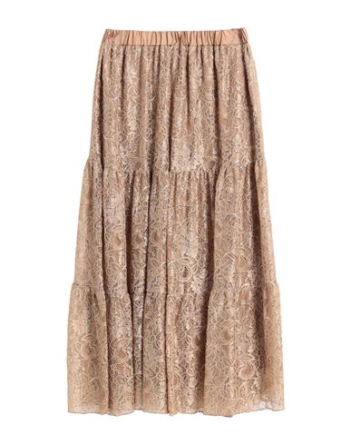 Carla G. Woman Midi Skirt Camel Size 10 Polyamide, Viscose In Beige