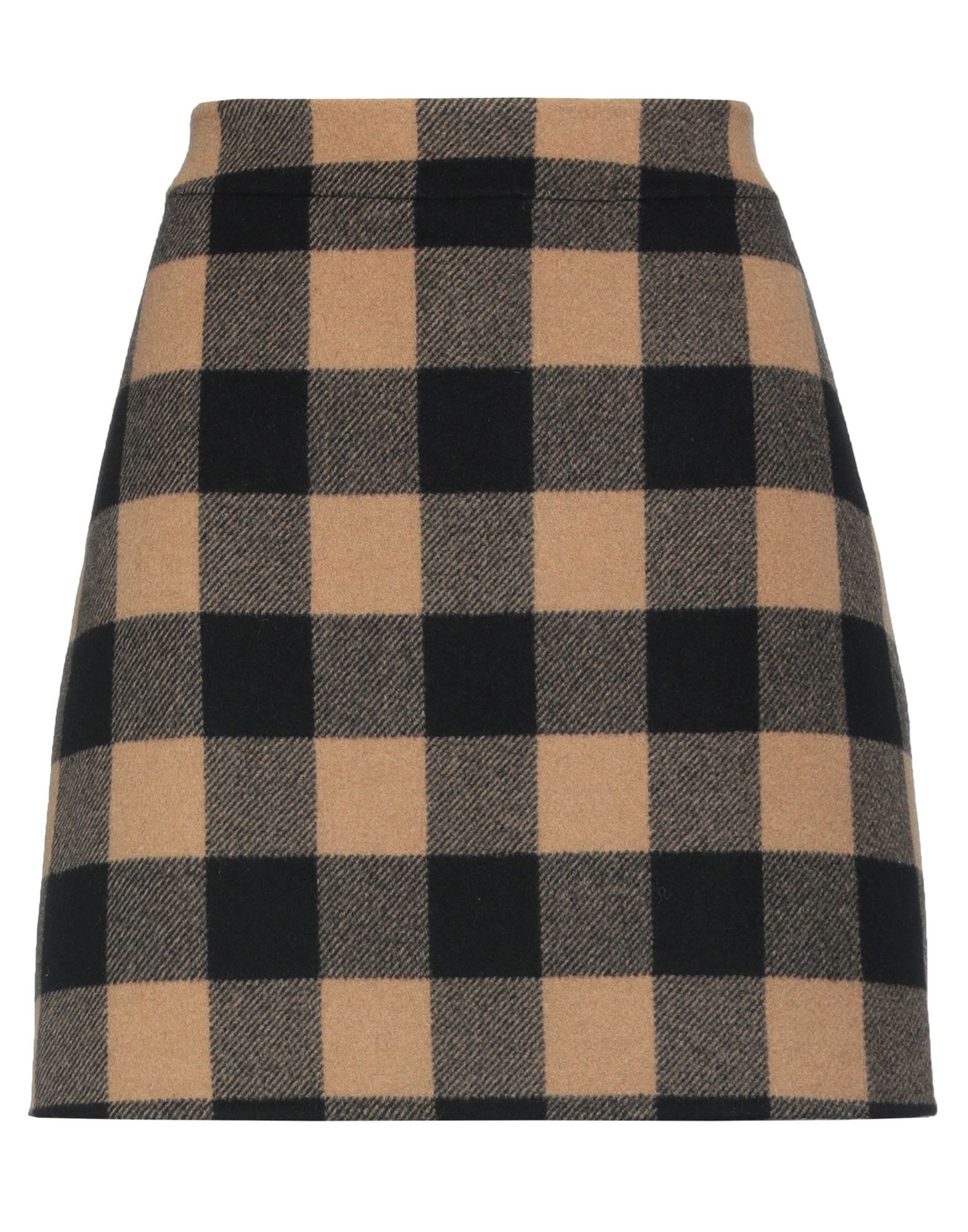 Sandro Checked Wool-blend Felt Mini Skirt In Camel