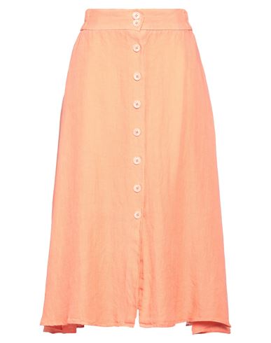 120% Woman Midi Skirt Orange Size 4 Linen
