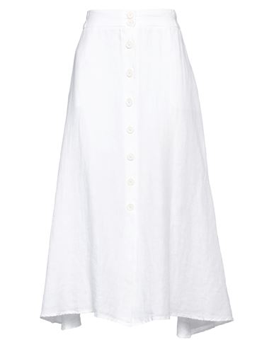 120% Woman Midi Skirt White Size 2 Linen
