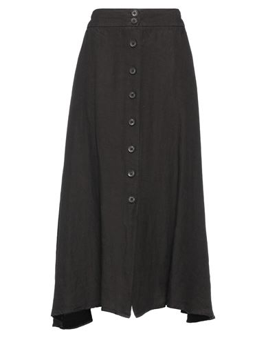 120% Woman Midi Skirt Black Size 4 Linen