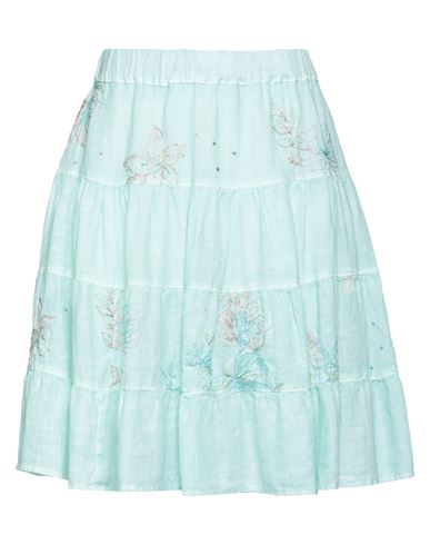 120% Woman Mini Skirt Light Green Size 6 Linen