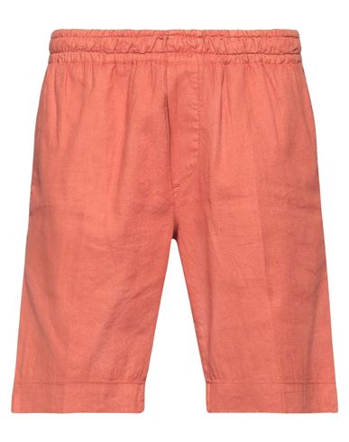 Entre Amis Man Shorts & Bermuda Shorts Rust Size 38 Linen, Cotton, Elastane In Red