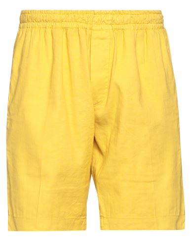 Entre Amis Man Shorts & Bermuda Shorts Ocher Size 38 Linen, Cotton, Elastane In Yellow