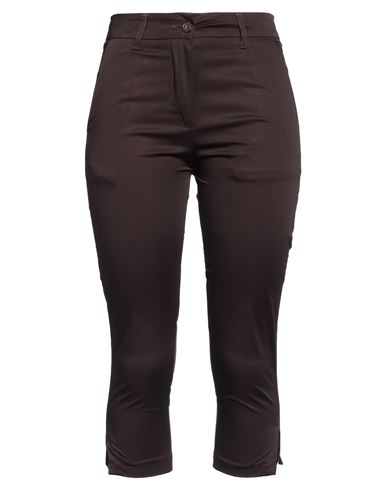 Alpha Studio Woman Cropped Pants Dark Brown Size 2 Cotton, Elastane