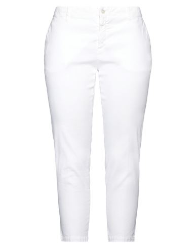 120% Lino Woman Cropped Pants White Size 6 Linen, Cotton, Elastane In White