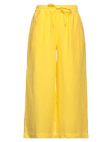 120% Woman Pants Yellow Size 2 Linen