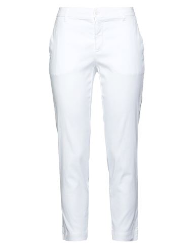 120% Lino Woman Pants Light Grey Size 6 Linen, Cotton, Elastane In White