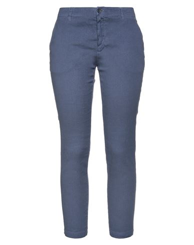 120% Lino Woman Pants Slate Blue Size 4 Linen, Cotton, Elastane