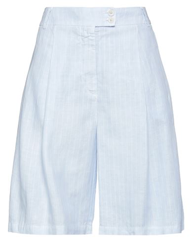 120% Lino Woman Shorts & Bermuda Shorts Light Blue Size 6 Linen