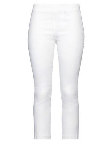 120% Lino Woman Cropped Pants White Size 6 Linen, Cotton, Elastane In White