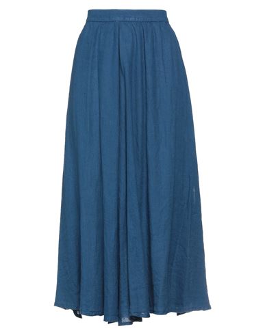 120% Woman Midi Skirt Blue Size 4 Linen