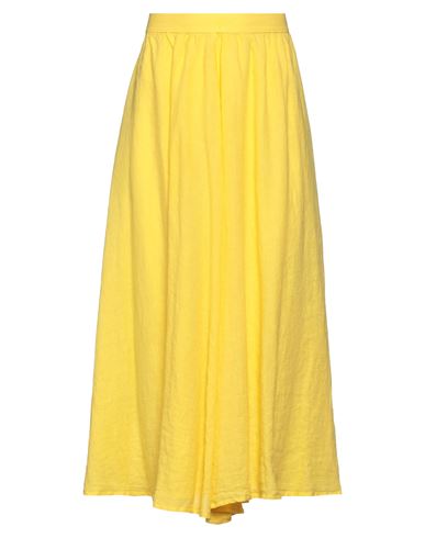 120% Woman Midi Skirt Yellow Size 2 Linen