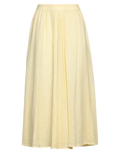 120% Woman Midi Skirt Light Yellow Size 2 Linen