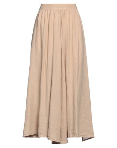 120% Lino Woman Midi Skirt Sand Size 8 Linen In Beige