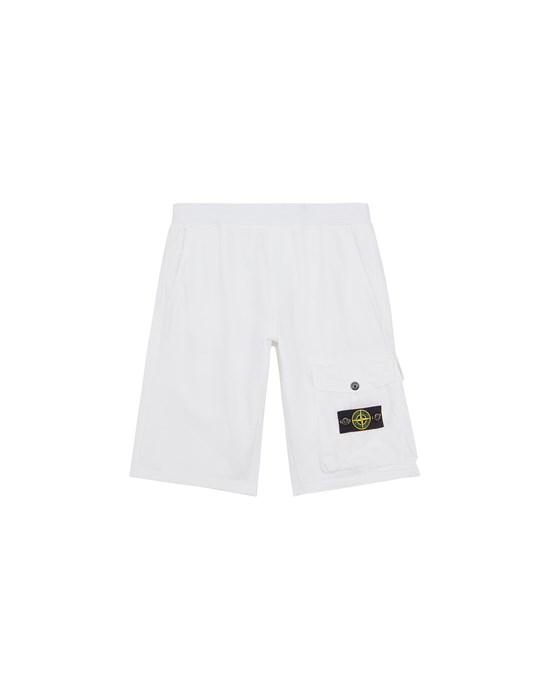 STONE ISLAND JUNIOR 60340 Fleece Bermuda Shorts Man White