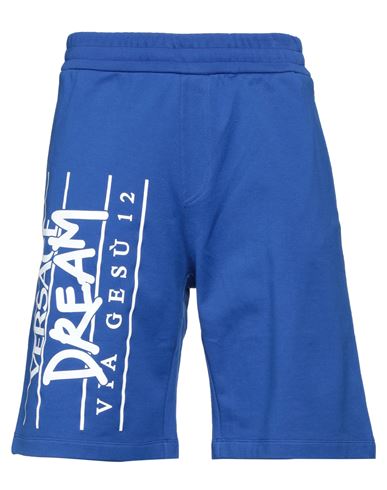 Shop Versace Man Shorts & Bermuda Shorts Blue Size L Cotton
