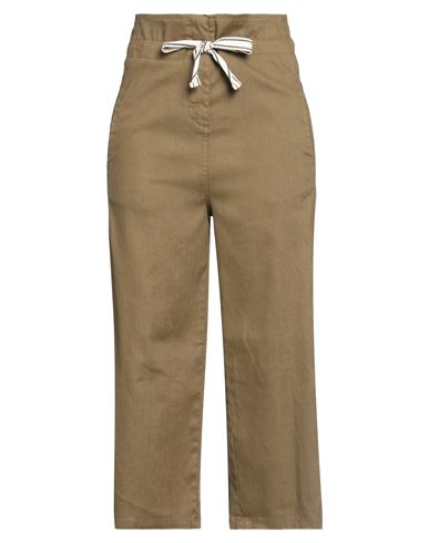 Emma & Gaia Woman Pants Military Green Size 4 Linen, Cotton, Elastane