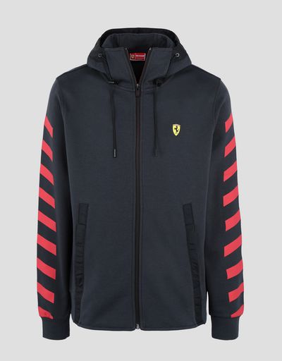 Scuderia Ferrari Online Store - Men’s double knit sweatshirt with hood - Zip Sweaters