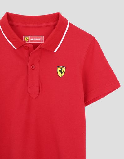 Scuderia Ferrari Online Store - Pique children's polo shirt with contrasting collar band - Short Sleeve Polos
